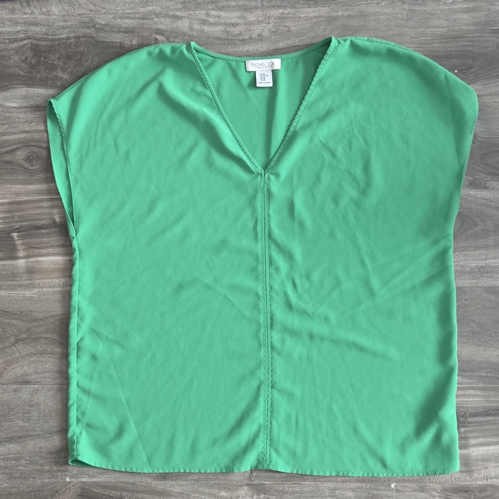 Rachel Zoe Vibrant Green V-Neck Blouse